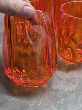 RACHEL ZOE Faceted Orange Acrylic Tumbler - Set Of 6
